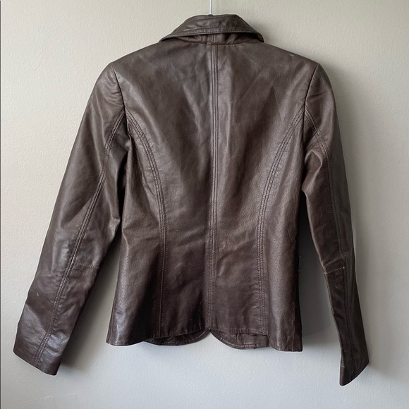 Just Jeans Brown Leather Jacket - Picture 2 of 3
